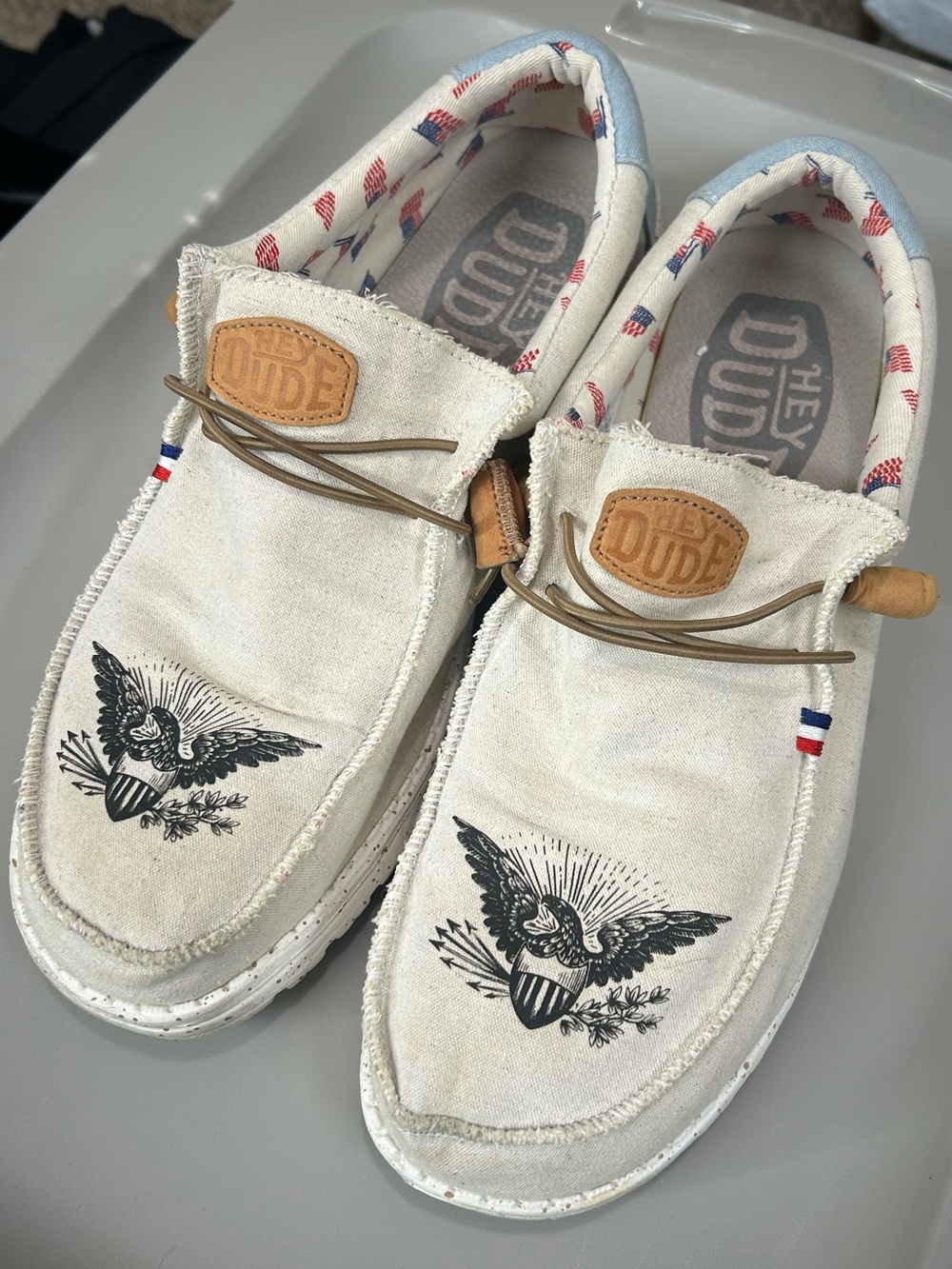 Hey Dude Wally Americana Eagle Slip on Loafers Sz 14